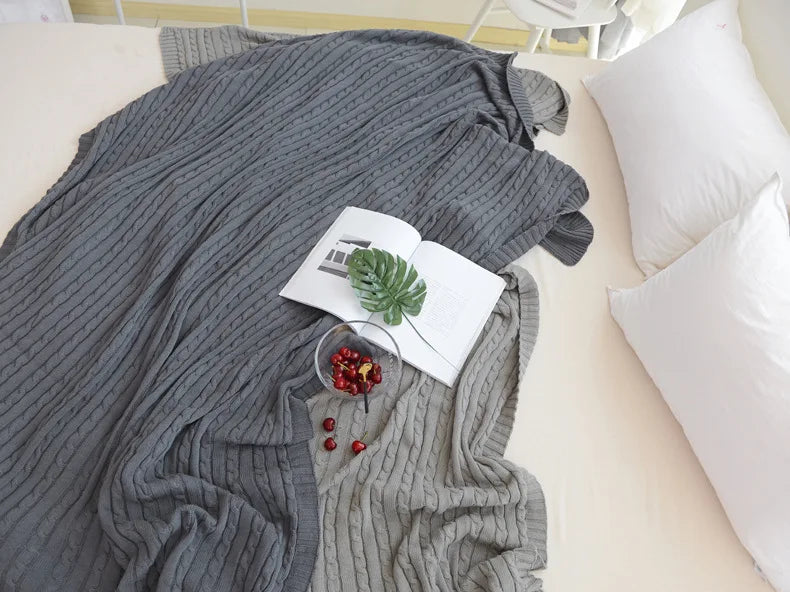 Discover our Cotton Knitted Blanket Solid Color Sofa Blanket Cover Nordic, perfect for adding a cozy touch to any living space. Ideal for adults.