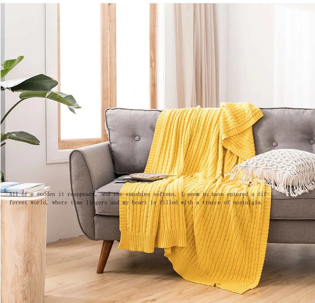 Discover our Cotton Knitted Blanket Solid Color Sofa Blanket Cover Nordic, perfect for adding a cozy touch to any living space. Ideal for adults.