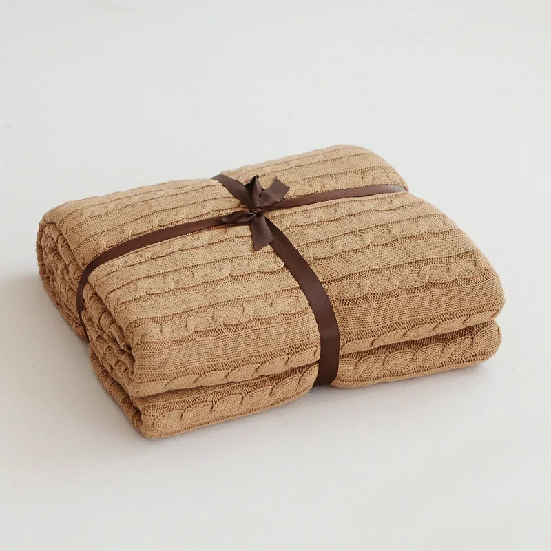 Discover our Cotton Knitted Blanket Solid Color Sofa Blanket Cover Nordic, perfect for adding a cozy touch to any living space. Ideal for adults.