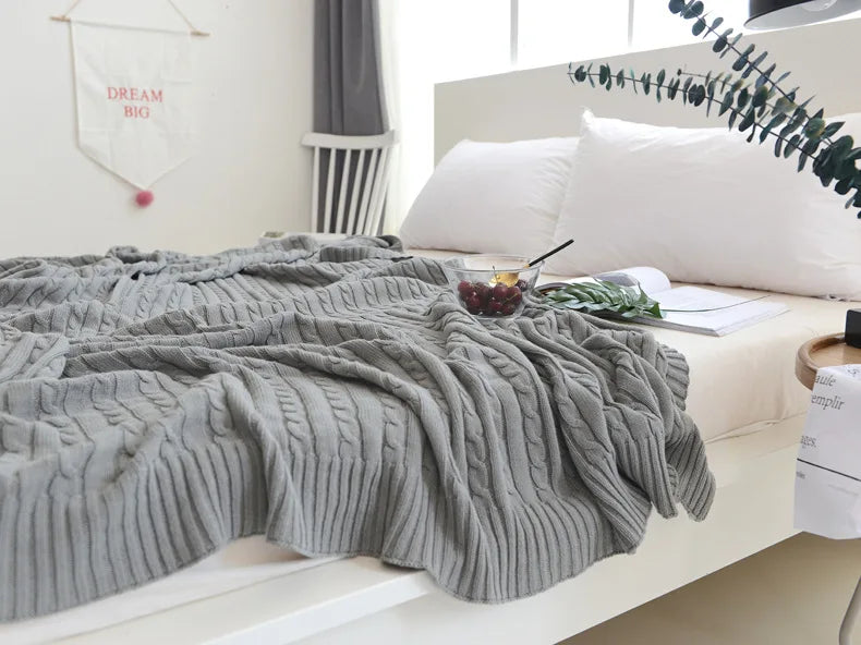 Discover our Cotton Knitted Blanket Solid Color Sofa Blanket Cover Nordic, perfect for adding a cozy touch to any living space. Ideal for adults.