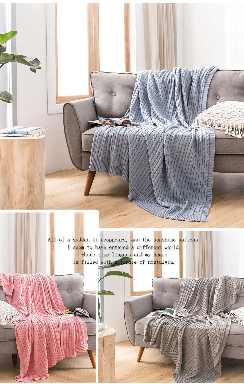 Discover our Cotton Knitted Blanket Solid Color Sofa Blanket Cover Nordic, perfect for adding a cozy touch to any living space. Ideal for adults.