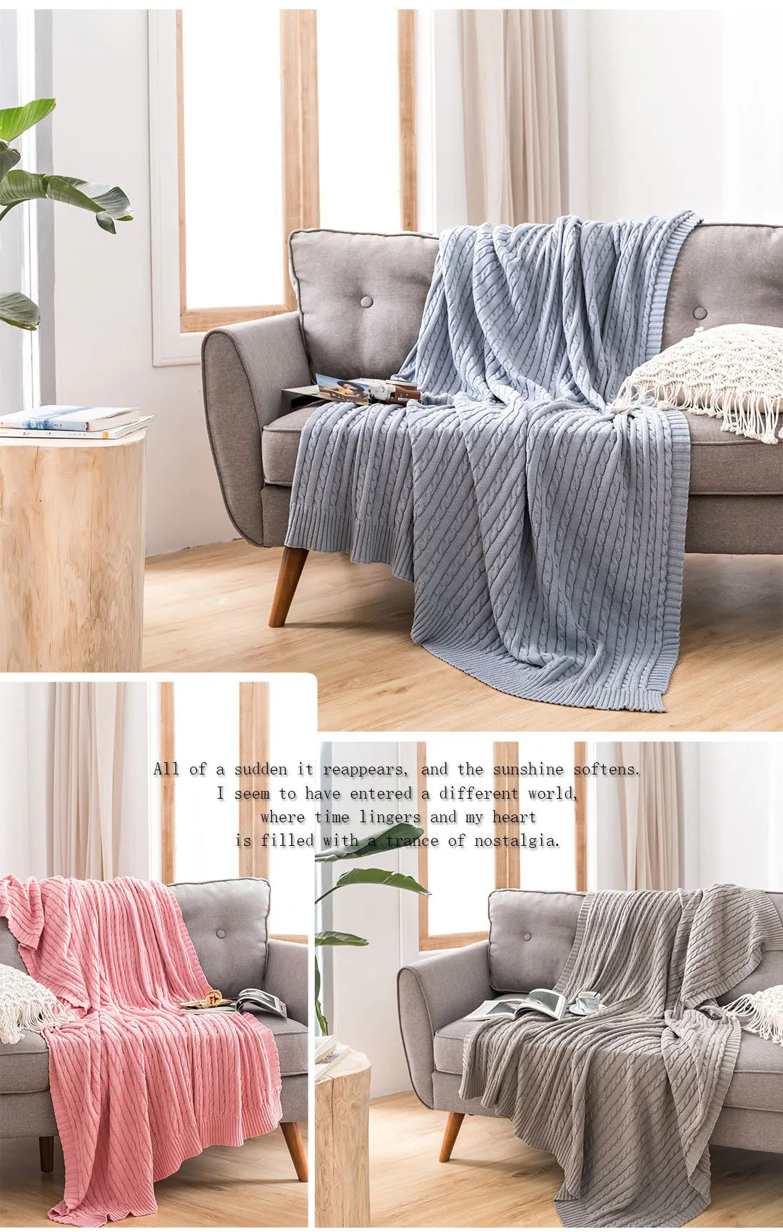 Discover our Cotton Knitted Blanket Solid Color Sofa Blanket Cover Nordic, perfect for adding a cozy touch to any living space. Ideal for adults.
