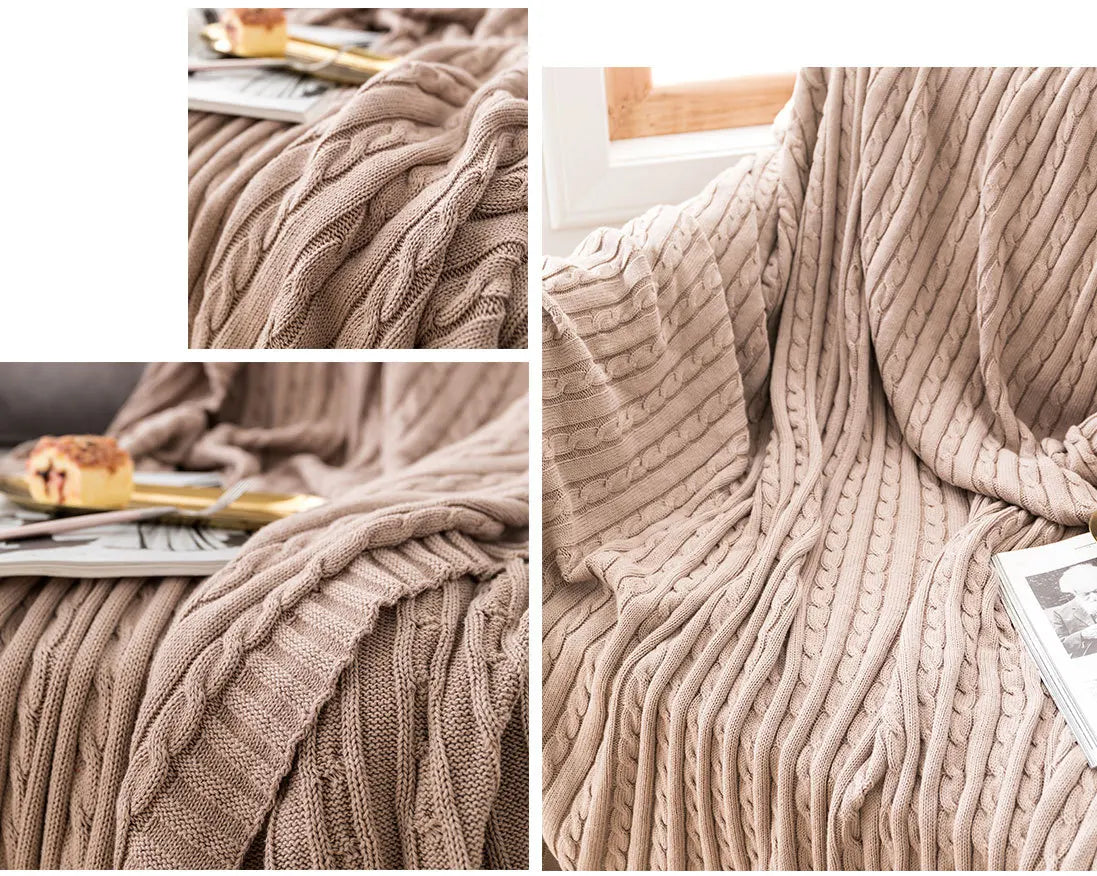 Discover our Cotton Knitted Blanket Solid Color Sofa Blanket Cover Nordic, perfect for adding a cozy touch to any living space. Ideal for adults.