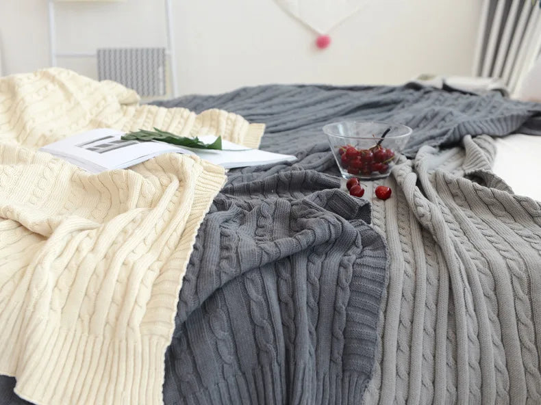 Discover our Cotton Knitted Blanket Solid Color Sofa Blanket Cover Nordic, perfect for adding a cozy touch to any living space. Ideal for adults.