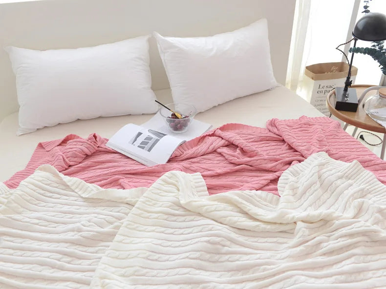 Discover our Cotton Knitted Blanket Solid Color Sofa Blanket Cover Nordic, perfect for adding a cozy touch to any living space. Ideal for adults.