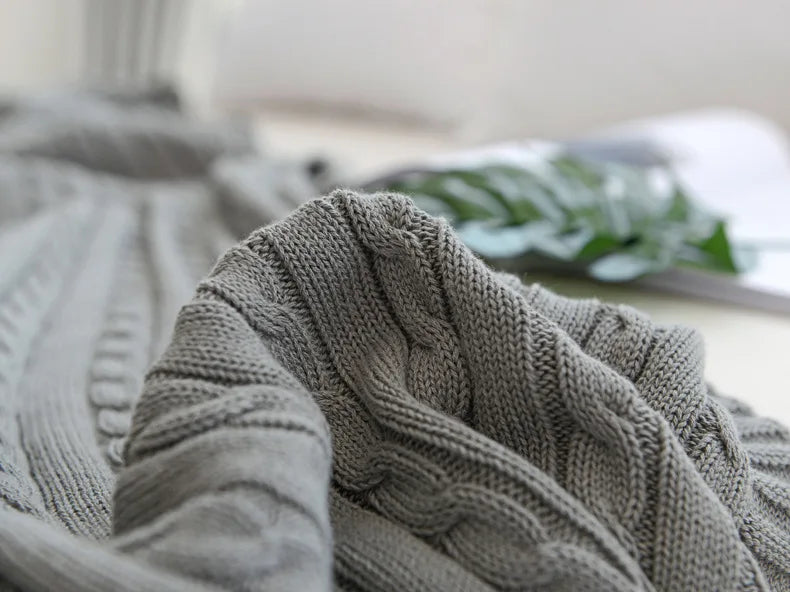Discover our Cotton Knitted Blanket Solid Color Sofa Blanket Cover Nordic, perfect for adding a cozy touch to any living space. Ideal for adults.