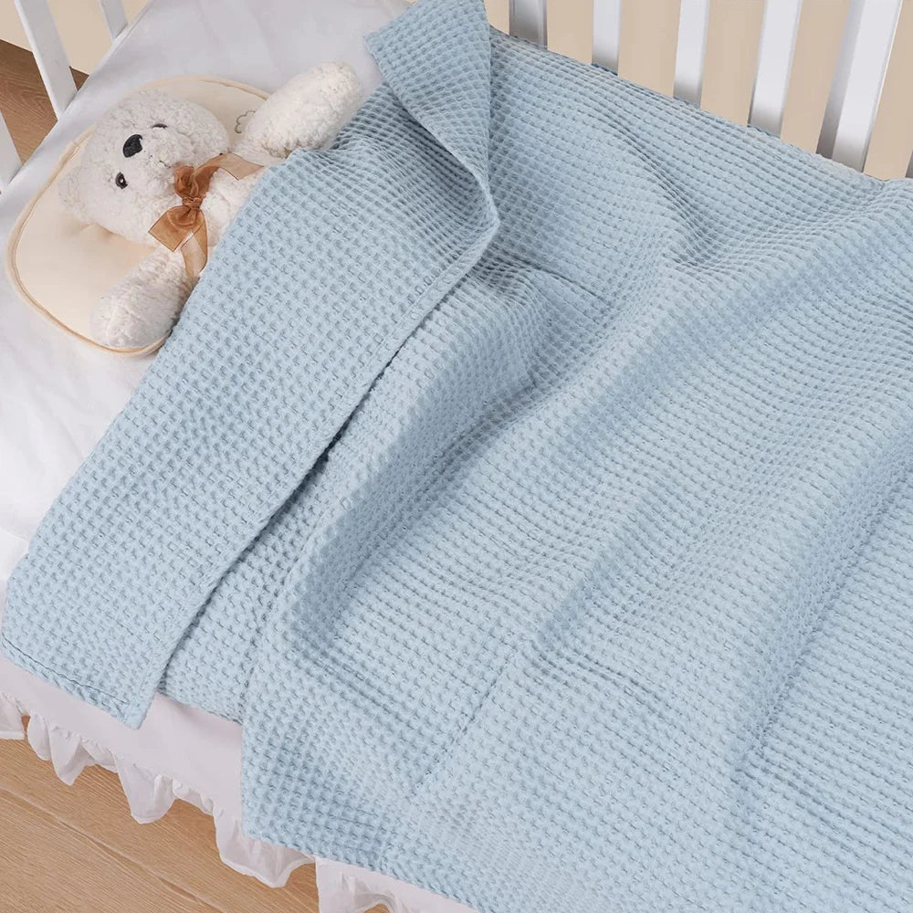 Baby 100% Cotton Waffle Weave Blanket Lightweight Washed Soft Breathable Blanket Perfect Blanket Layer for Kids Baby