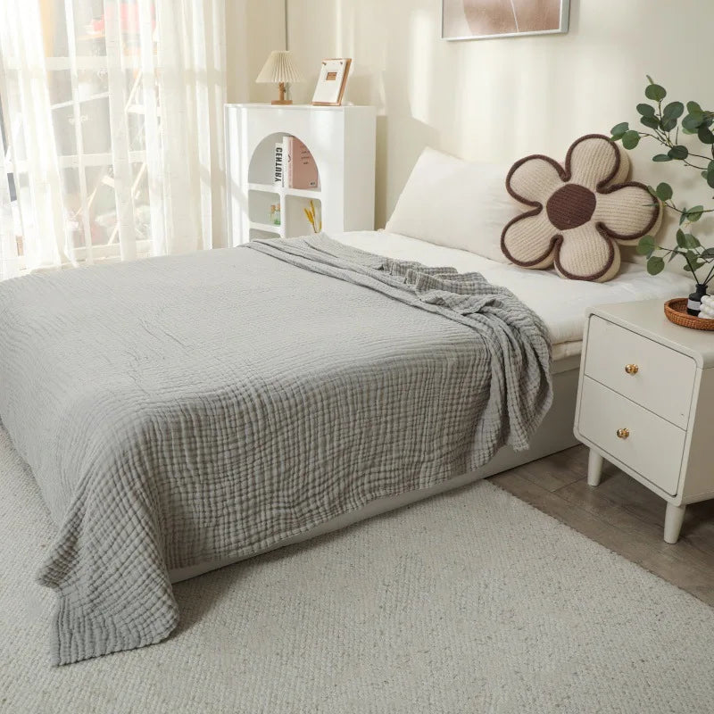Large 6-Layer Gauze Blanket All-Season Soft Breathable for Adults Sofa or Bed Bedding Hand Wash Only Neutral Beige for Men Women