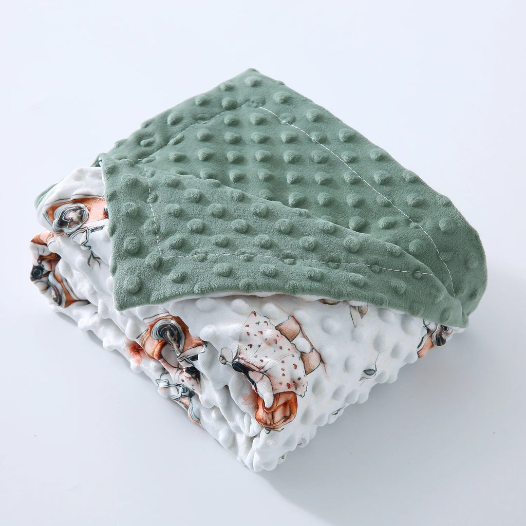 Velvet Blanket with Cartoon Print Design