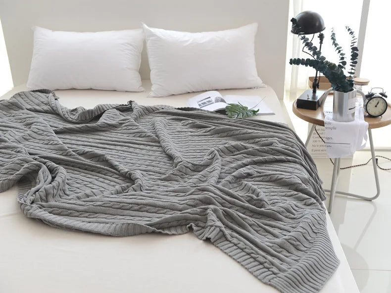 Discover our Cotton Knitted Blanket Solid Color Sofa Blanket Cover Nordic, perfect for adding a cozy touch to any living space. Ideal for adults.