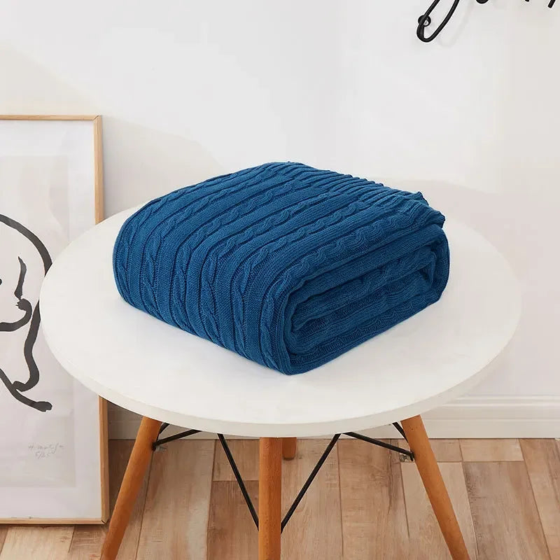Discover our Cotton Knitted Blanket Solid Color Sofa Blanket Cover Nordic, perfect for adding a cozy touch to any living space. Ideal for adults.