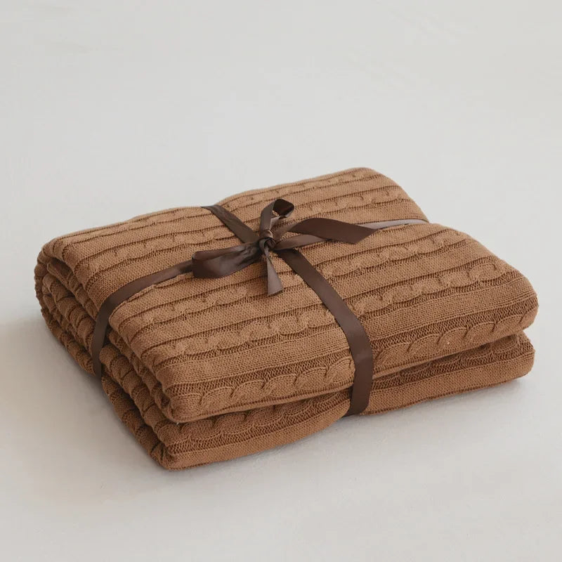 Discover our Cotton Knitted Blanket Solid Color Sofa Blanket Cover Nordic, perfect for adding a cozy touch to any living space. Ideal for adults.