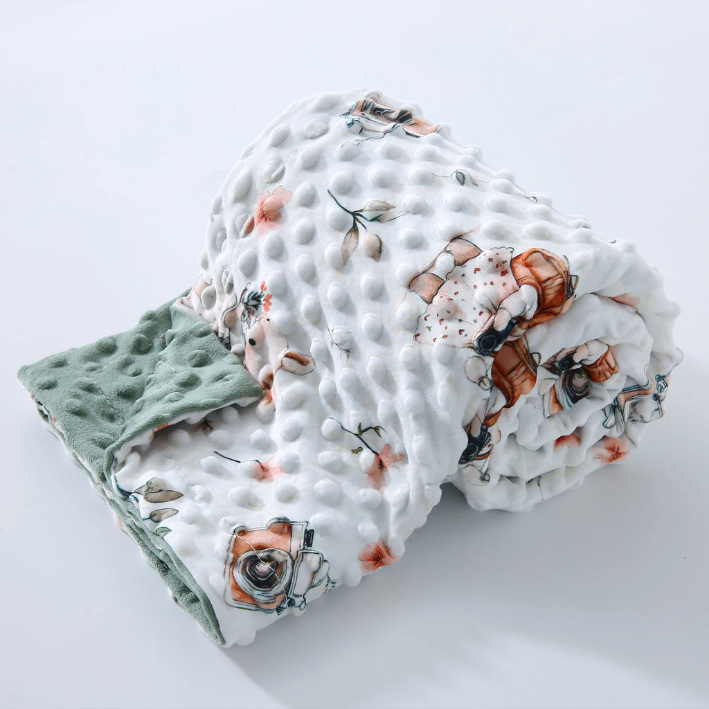 Velvet Blanket with Cartoon Print Design