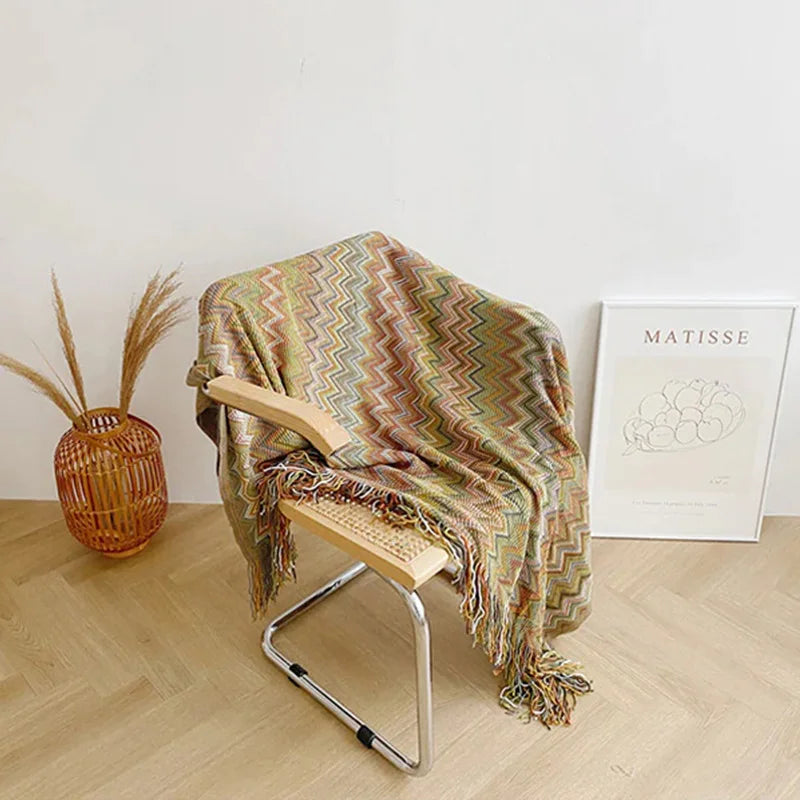 Bohemian Throw Blanket Geometric Knitted Blanket
