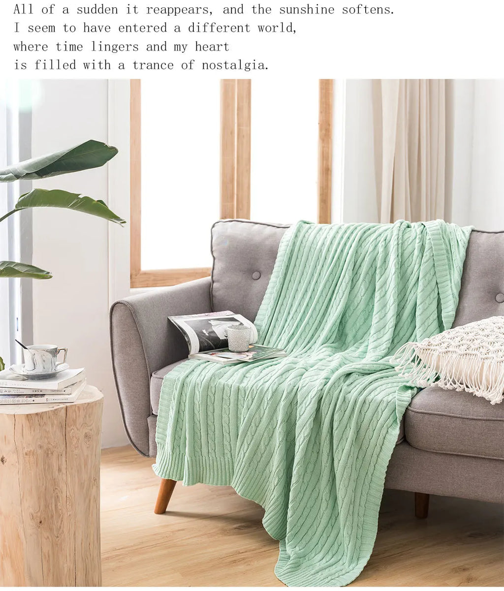 Discover our Cotton Knitted Blanket Solid Color Sofa Blanket Cover Nordic, perfect for adding a cozy touch to any living space. Ideal for adults.