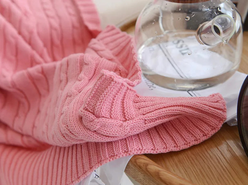 Discover our Cotton Knitted Blanket Solid Color Sofa Blanket Cover Nordic, perfect for adding a cozy touch to any living space. Ideal for adults.