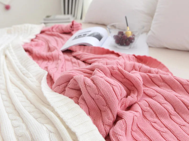 Discover our Cotton Knitted Blanket Solid Color Sofa Blanket Cover Nordic, perfect for adding a cozy touch to any living space. Ideal for adults.