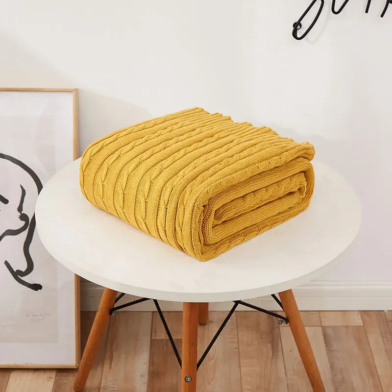 Discover our Cotton Knitted Blanket Solid Color Sofa Blanket Cover Nordic, perfect for adding a cozy touch to any living space. Ideal for adults.