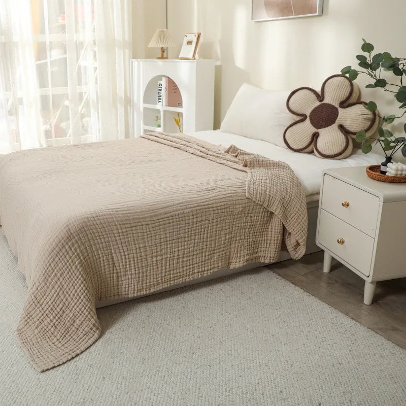 Large 6-Layer Gauze Blanket All-Season Soft Breathable for Adults Sofa or Bed Bedding Hand Wash Only Neutral Beige for Men Women