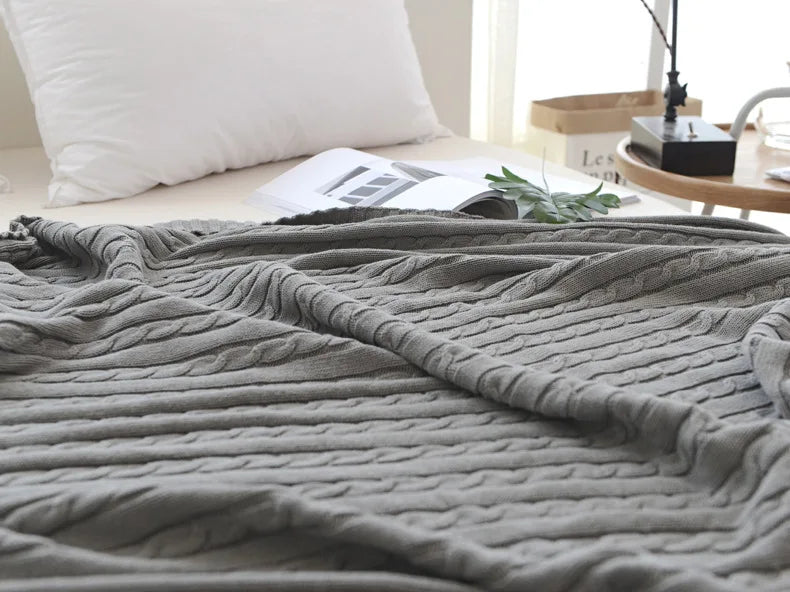 Discover our Cotton Knitted Blanket Solid Color Sofa Blanket Cover Nordic, perfect for adding a cozy touch to any living space. Ideal for adults.