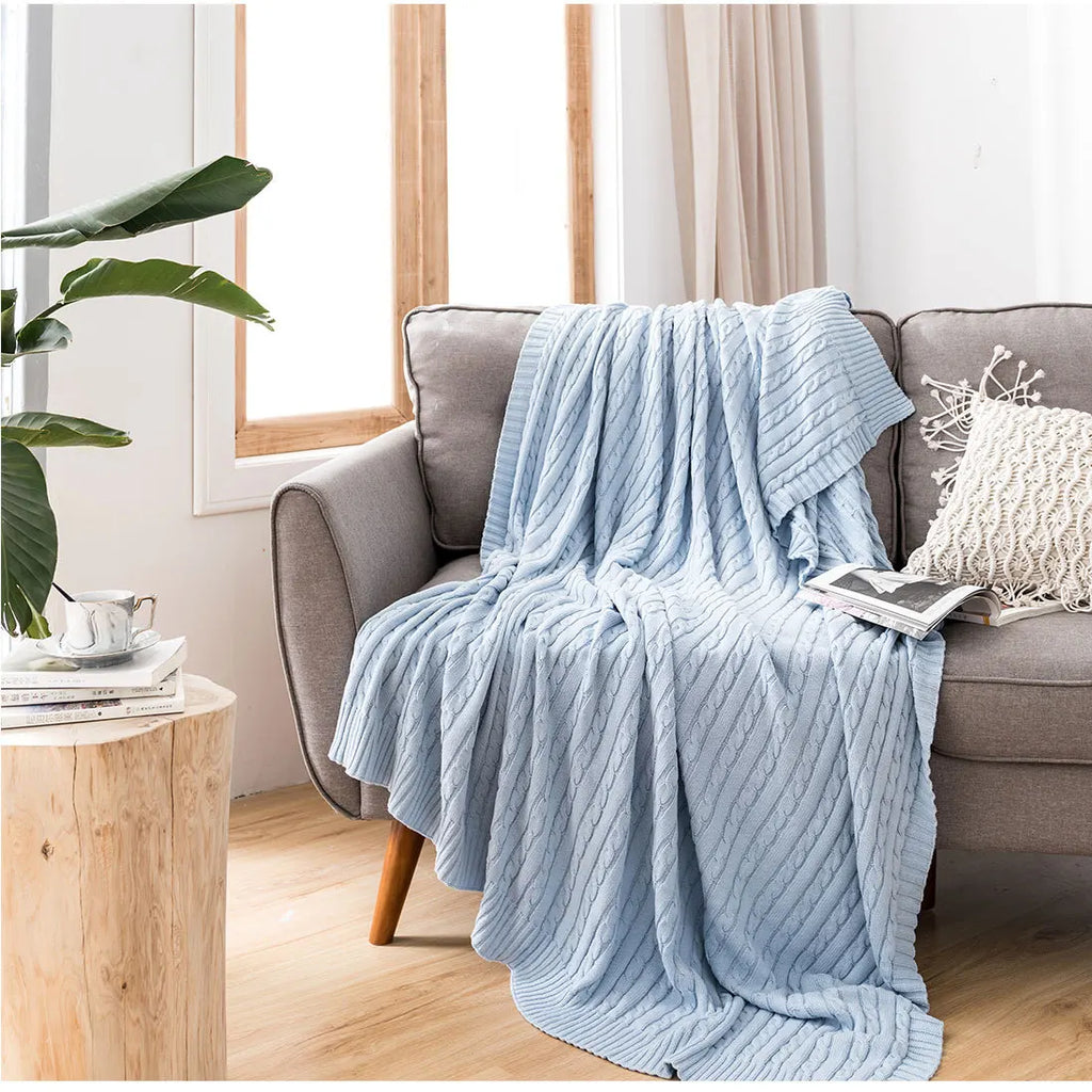 Discover our Cotton Knitted Blanket Solid Color Sofa Blanket Cover Nordic, perfect for adding a cozy touch to any living space. Ideal for adults.