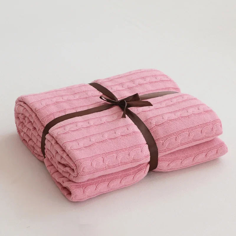 Discover our Cotton Knitted Blanket Solid Color Sofa Blanket Cover Nordic, perfect for adding a cozy touch to any living space. Ideal for adults.