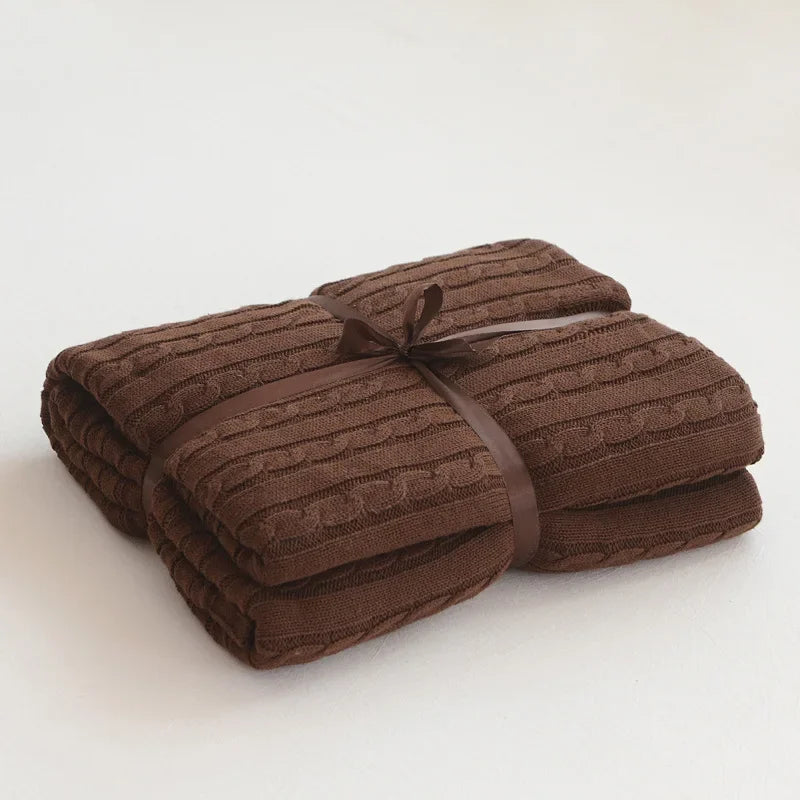 Discover our Cotton Knitted Blanket Solid Color Sofa Blanket Cover Nordic, perfect for adding a cozy touch to any living space. Ideal for adults.