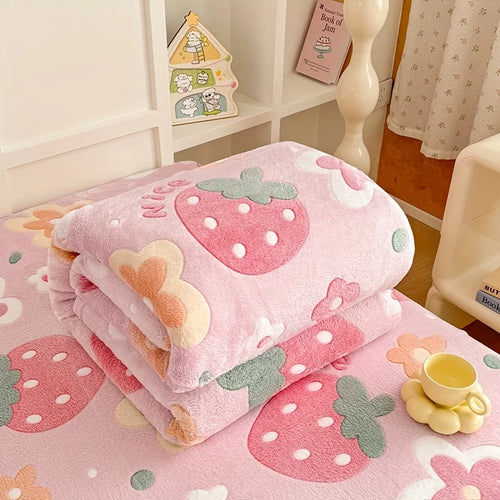 1 piece floral print soft flannel blanket