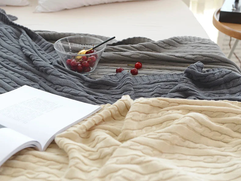 Discover our Cotton Knitted Blanket Solid Color Sofa Blanket Cover Nordic, perfect for adding a cozy touch to any living space. Ideal for adults.
