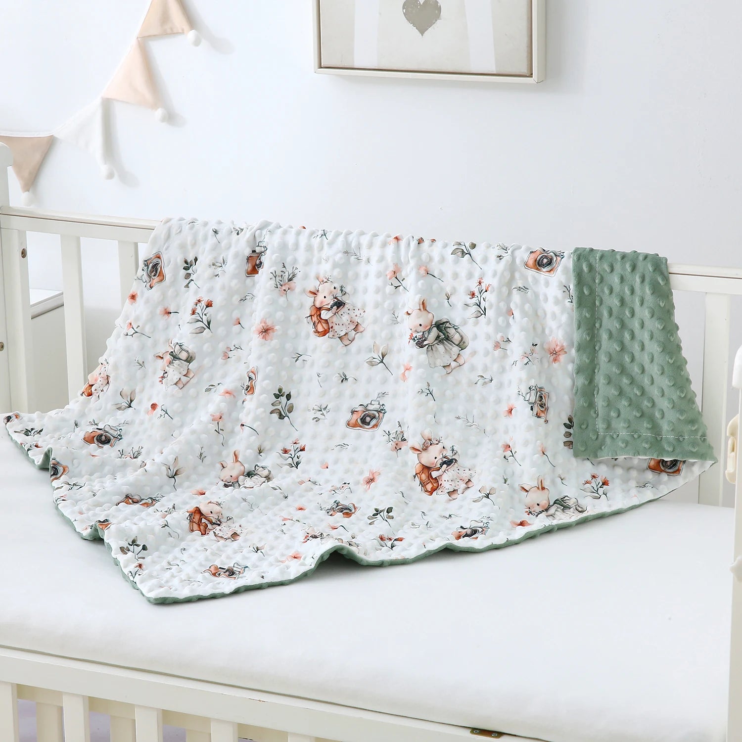 Velvet Blanket with Cartoon Print Design