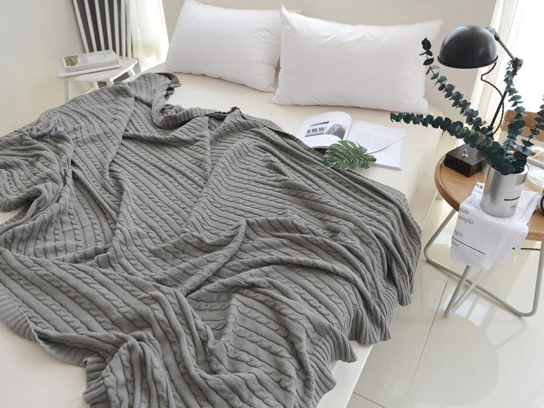 Discover our Cotton Knitted Blanket Solid Color Sofa Blanket Cover Nordic, perfect for adding a cozy touch to any living space. Ideal for adults.