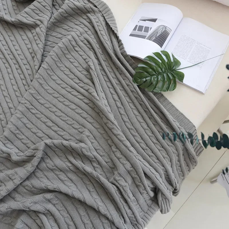 Discover our Cotton Knitted Blanket Solid Color Sofa Blanket Cover Nordic, perfect for adding a cozy touch to any living space. Ideal for adults.