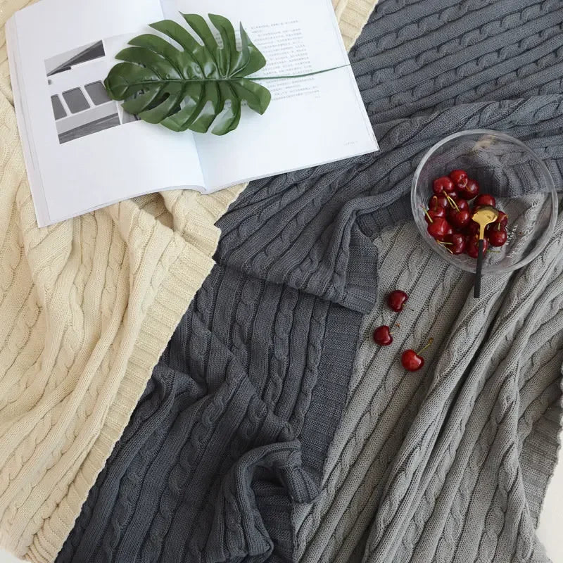 Discover our Cotton Knitted Blanket Solid Color Sofa Blanket Cover Nordic, perfect for adding a cozy touch to any living space. Ideal for adults.